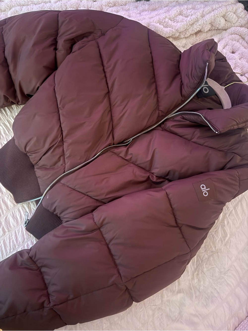 ALO Yoga Quilted Puffer Jacket in Rose Brown - Picture 2 of 4
